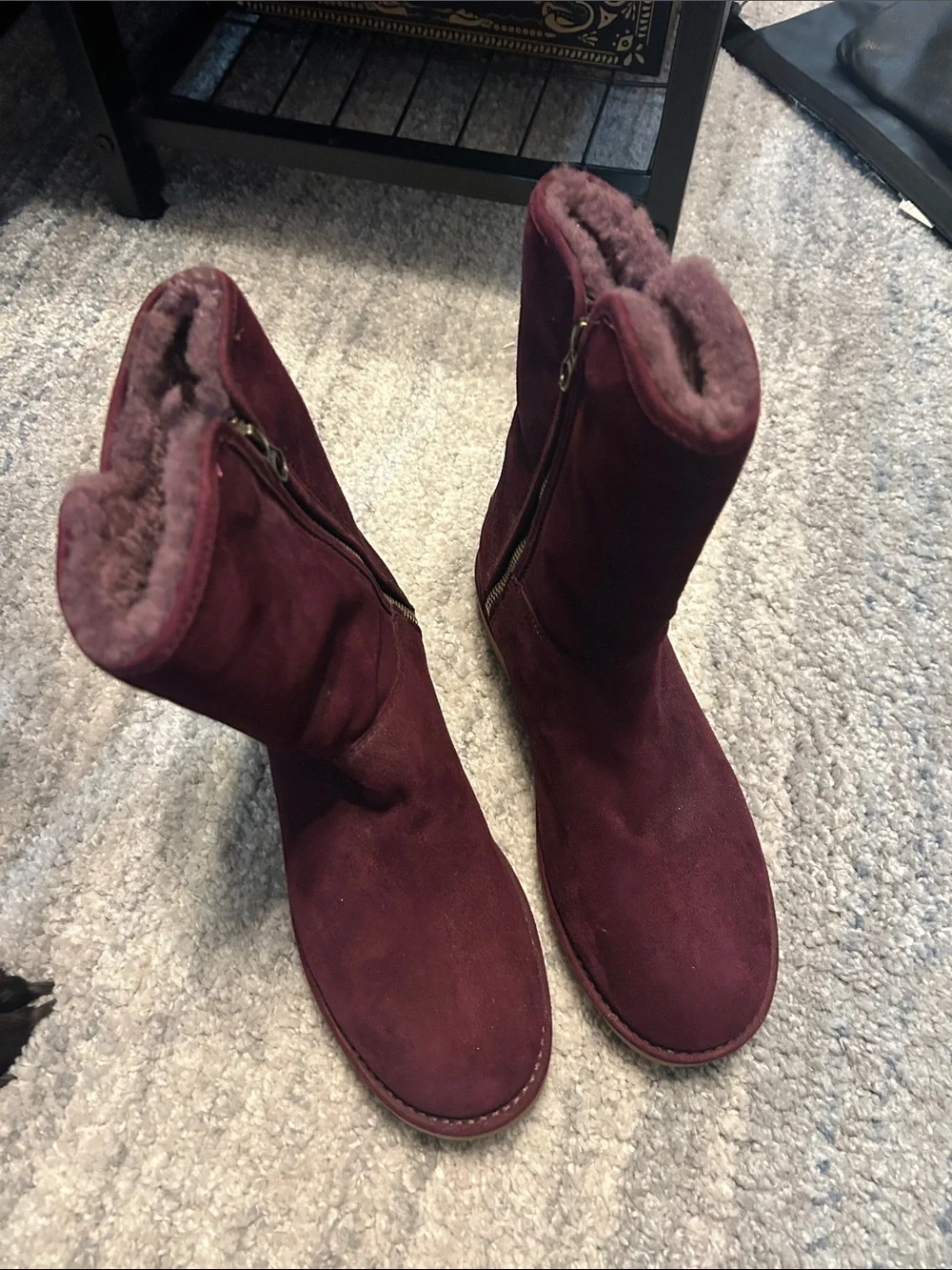 UGG Women's Suede Mid-Calf Boots in Burgundy Plum